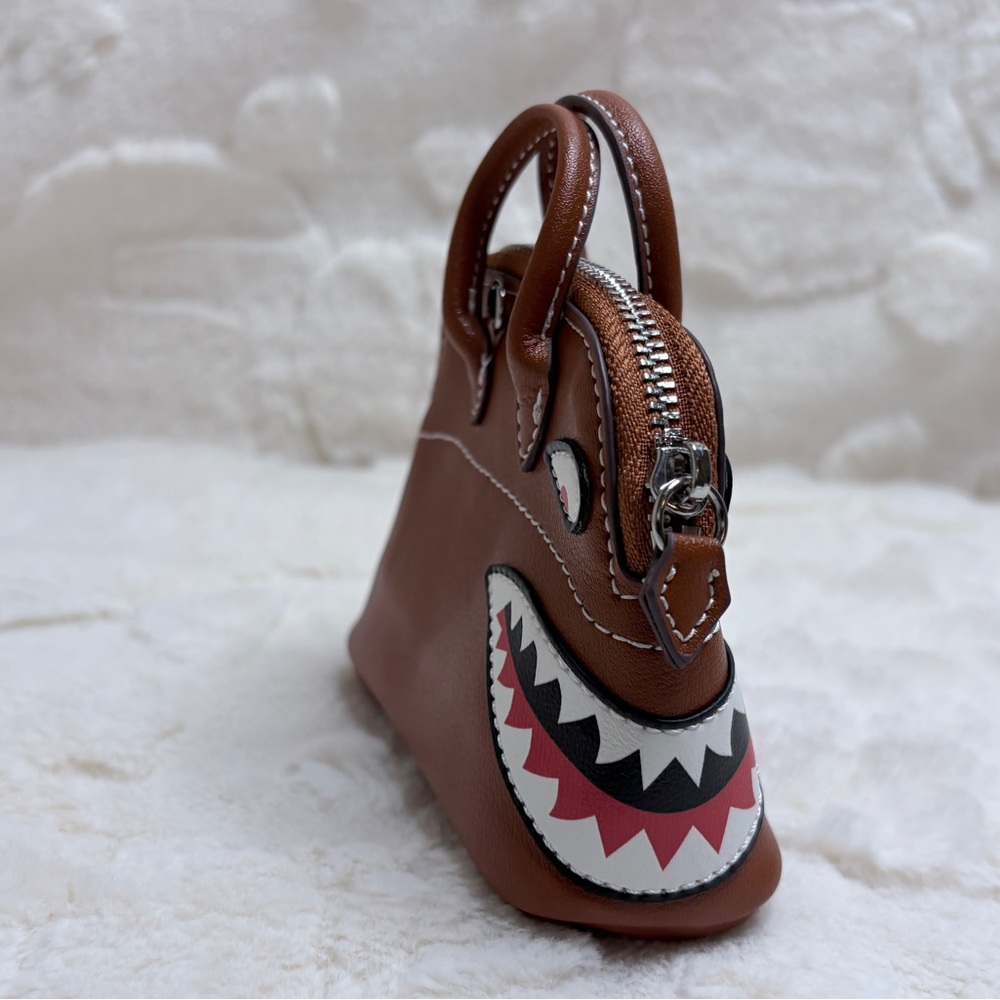 Genuine Swift Leather Snarky Shark Bag Charm - Picture 10 of 13